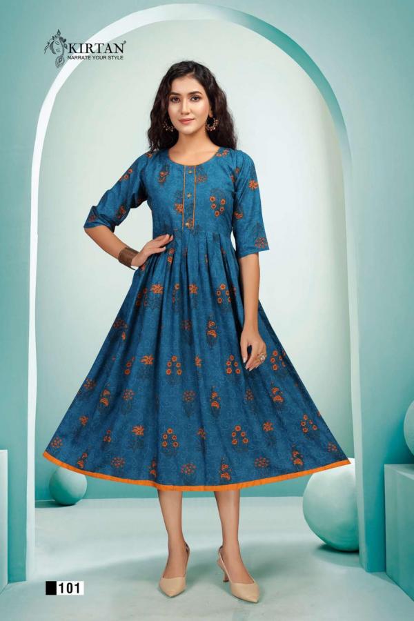 Kirtan Nitya Stylist Rayon Printed Flair Kurti 